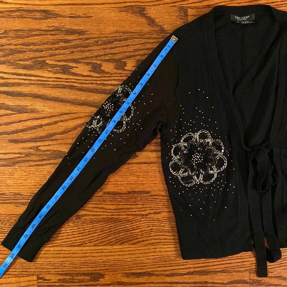 Karen Kane Vintage Tie Waist Black Beaded Cardigan. Size S - Picture 7 of 7
